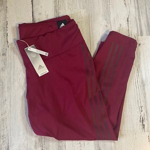 adidas Women's Optime 3-Stripes 7/8 Plus Size Leggings - Burgundy Size 4X NEW